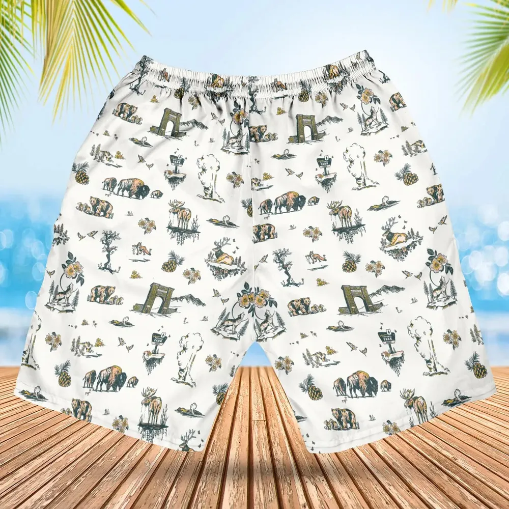 Yellowstone National Park Pattern Hawaiian Short - 2