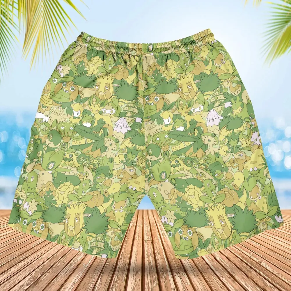 Grass Pokemon Pattern Hawaiian Short - 2