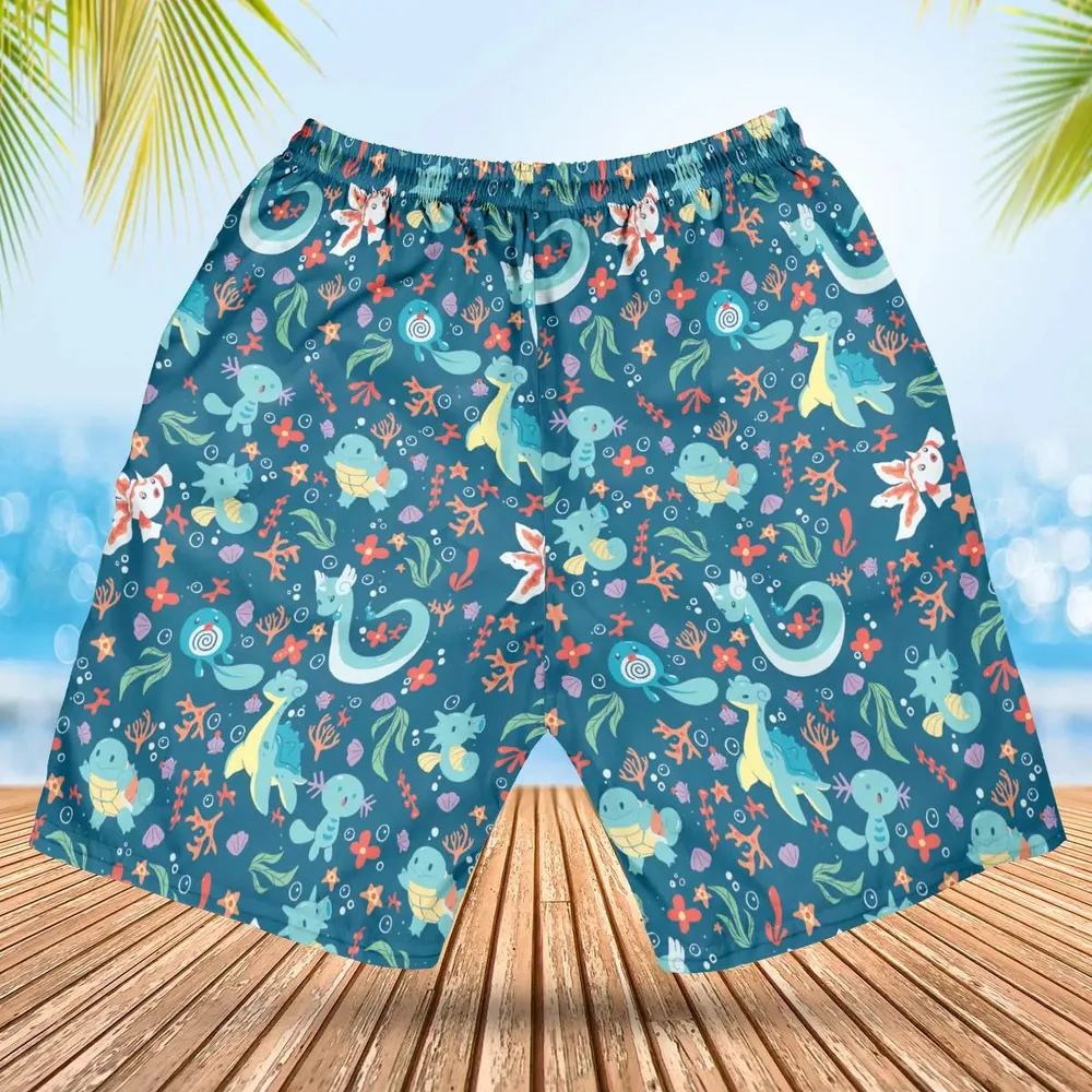 Water Pokemon Pattern Hawaiian Short - 2