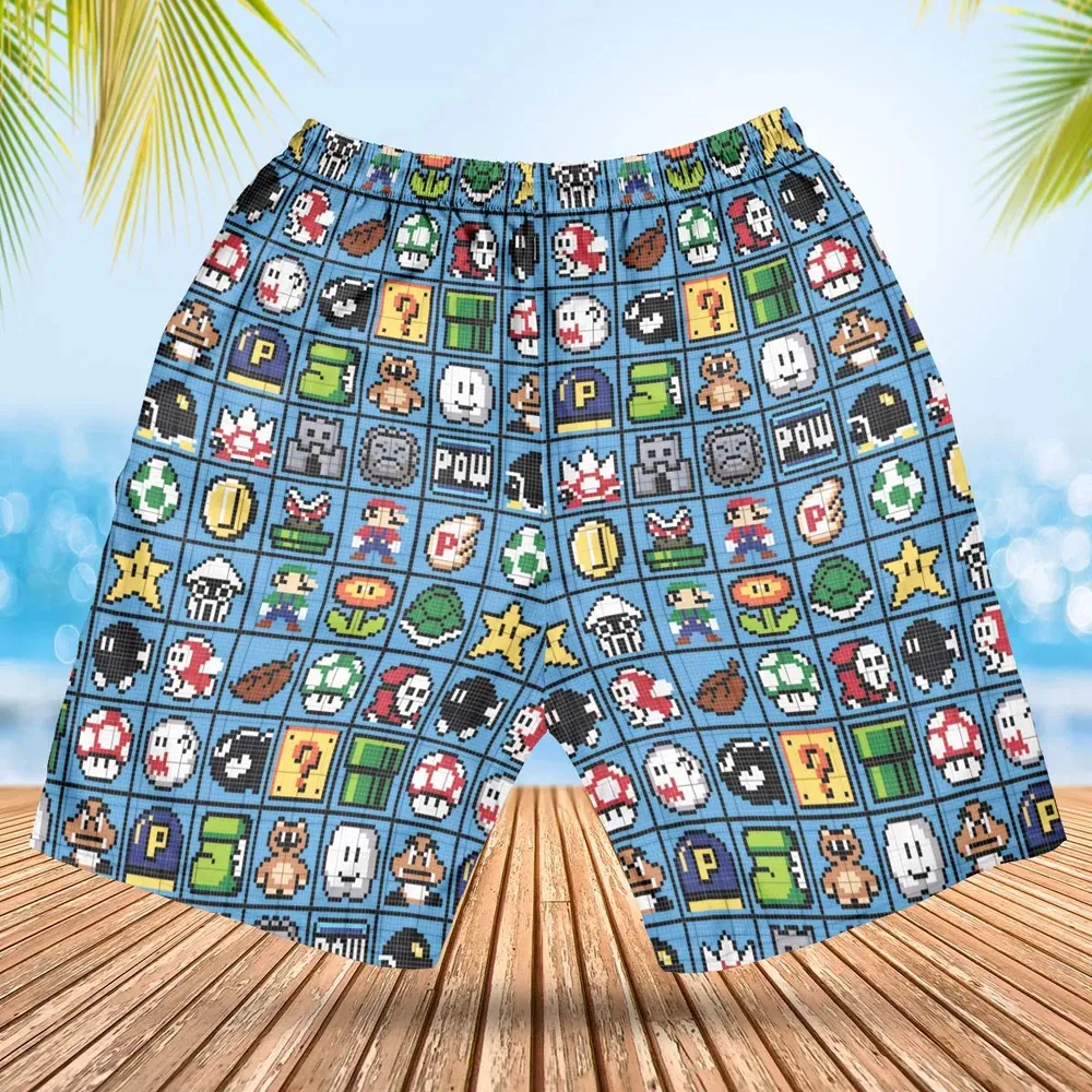 Mario Pixel Super Mario Pattern Hawaiian Short - 2