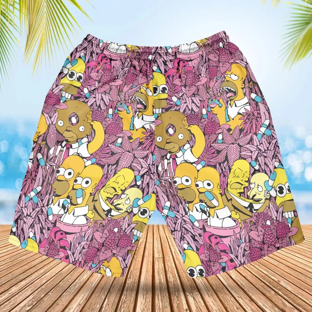 Homer Simpson In Flower Bush The Simpsons Hawaiian Short - 2