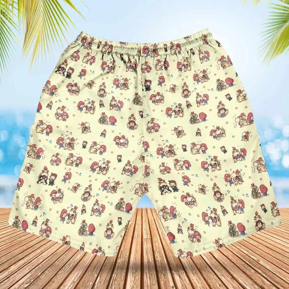 So Cute Bowser and Mario Pattern Hawaiian Short - 2