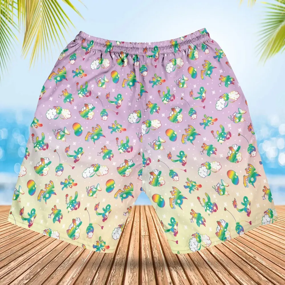 Rainbow Pokemon Pattern Hawaiian Short - 2