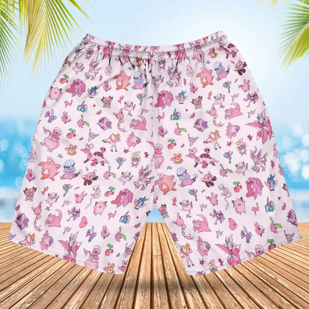 Team Pink Pokemon Pattern Hawaiian Short - 2