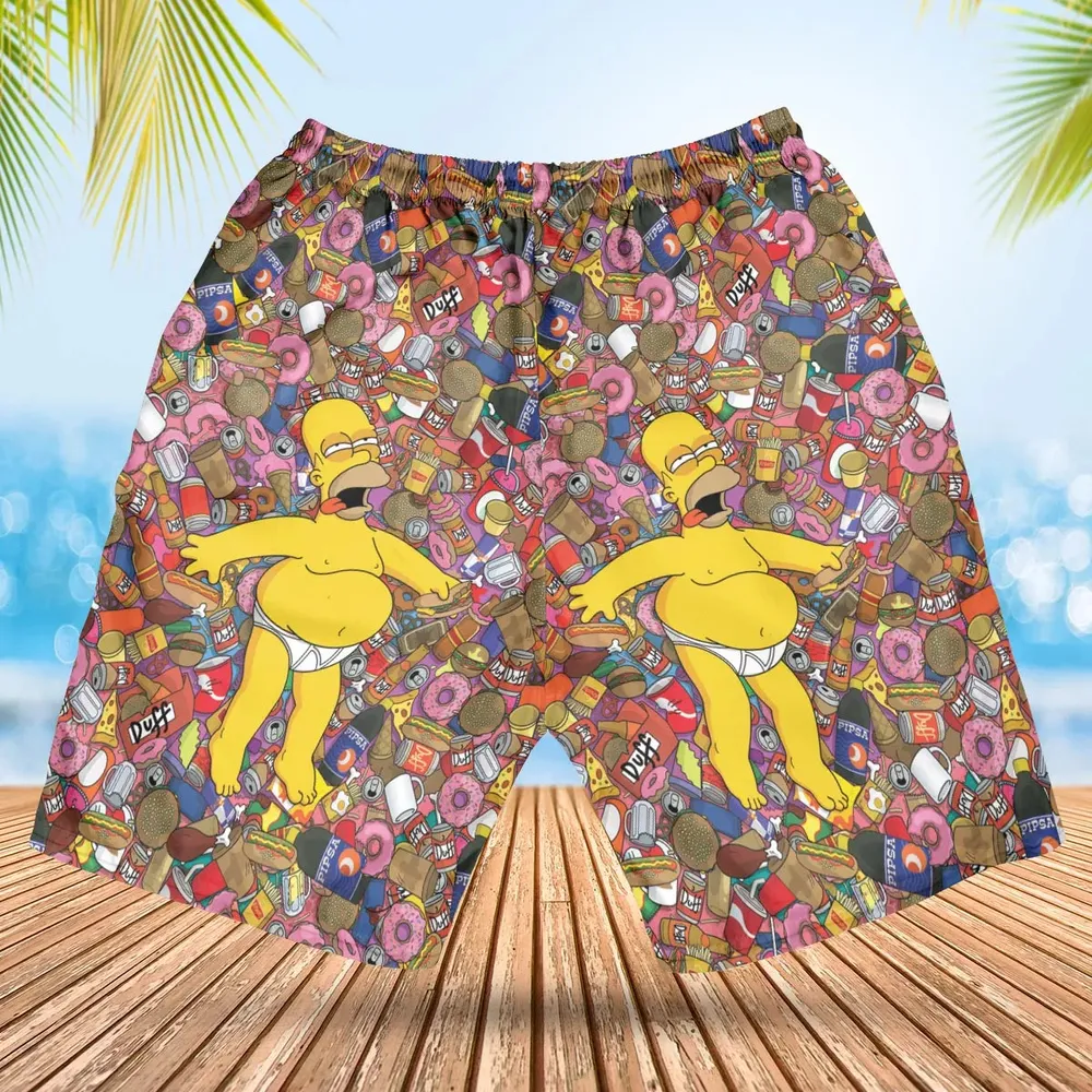 Homer Simpson Getting Drunk Duff Beer The Simpsons Hawaiian Short - 2