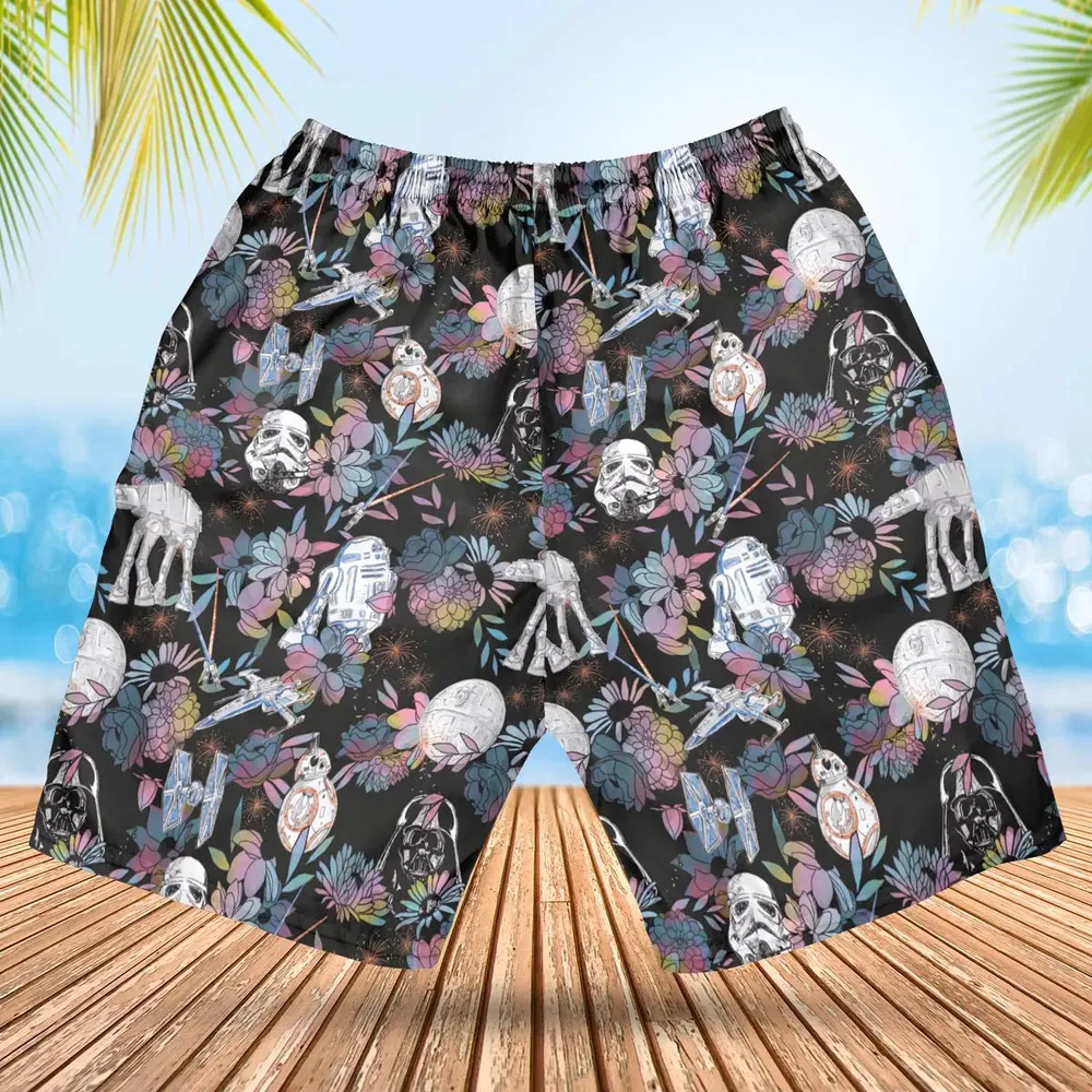 Floral Wars Dark Side Star Wars Pattern Hawaiian Short - 2
