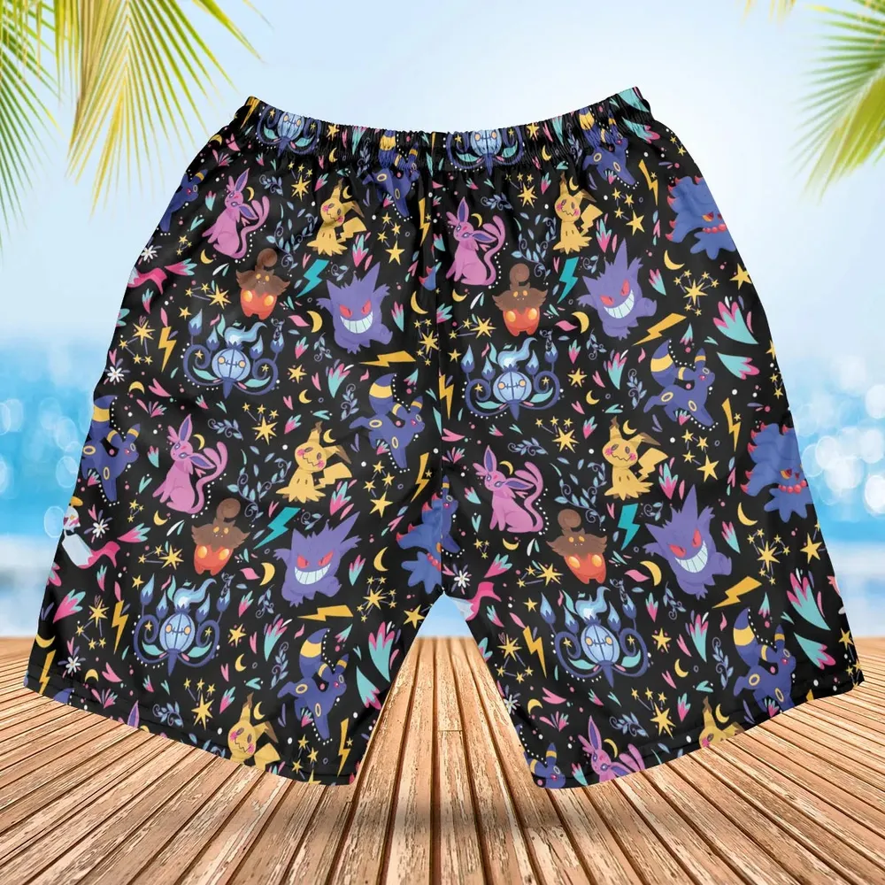 Ghost Buddies Cottagecore Pokemon Patterns Hawaiian Short - 2
