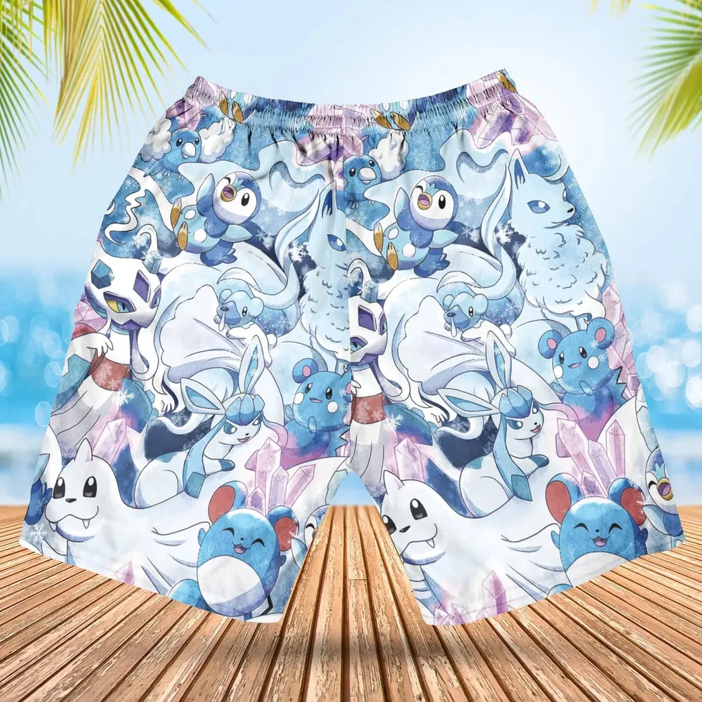 Winter Friends Pokemon Pattern Hawaiian Short - 2