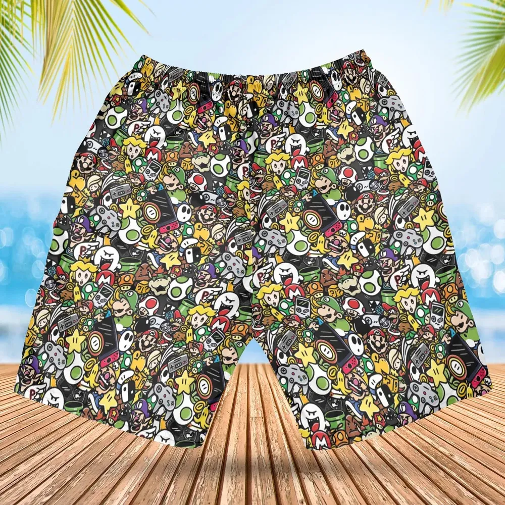 Super Mario Characters All In One Pattern Hawaiian Short - 2