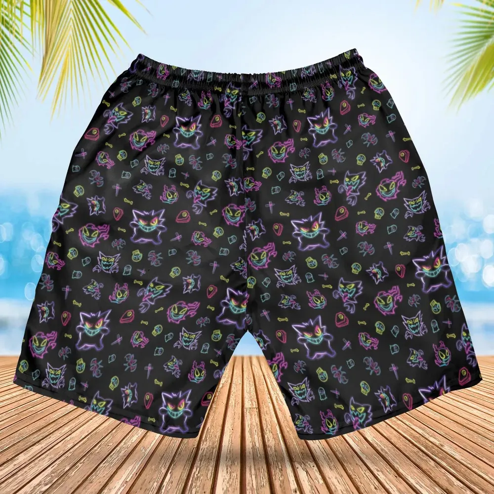 Neon Gastly Haunter Gengar Pokemon Hawaiian Short - 2