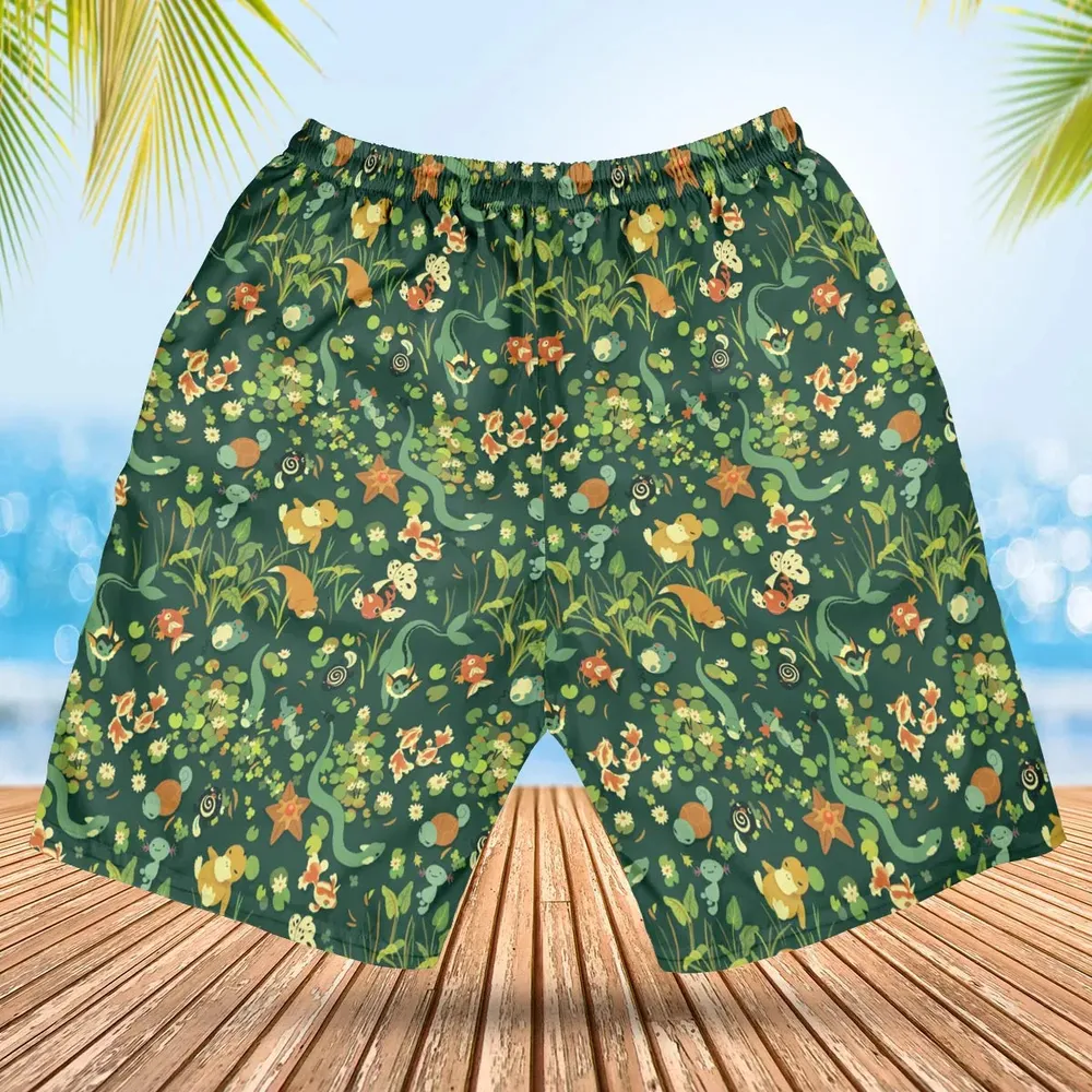 Floating In A Pond Magikarp Psyduck Vaporeon Water Pokemon Hawaiian Short - 2