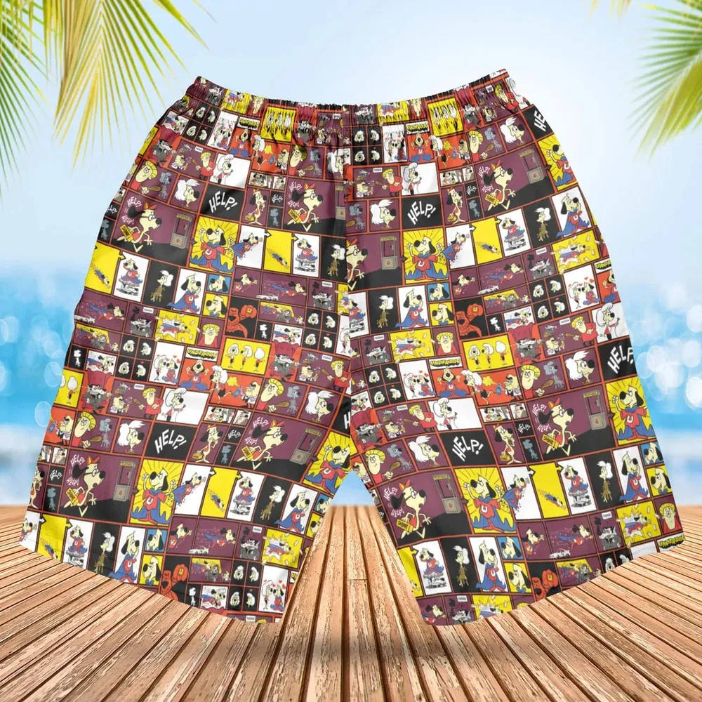 Underdog Cartoon Pattern Hawaiian Short - 2