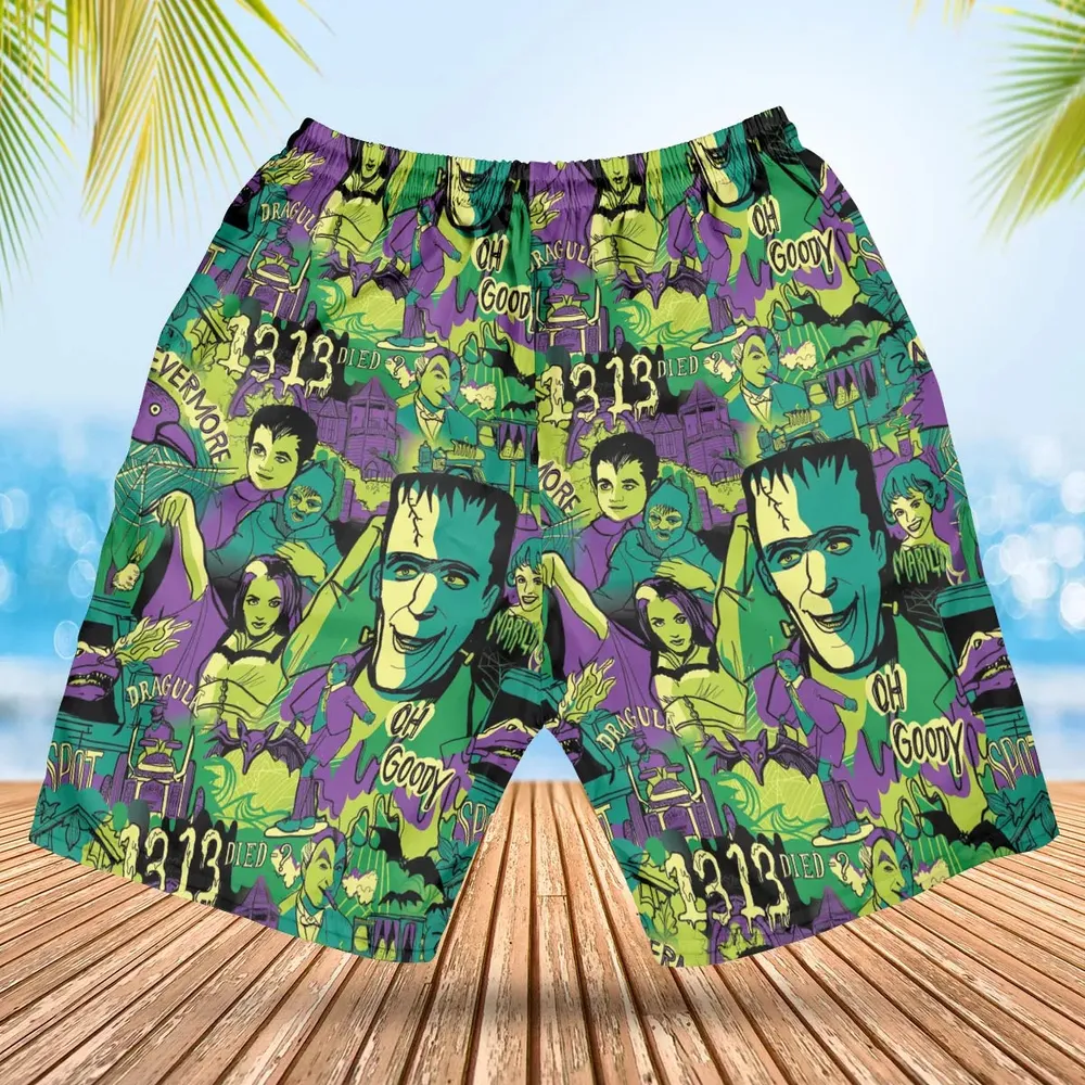 Oh Groovy Frankenstein Universal Horror Hawaiian Short - 2
