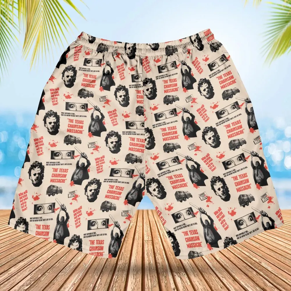 Leatherface The Texas Chainsaw Massacre Horror Pattern Hawaiian Short - 2