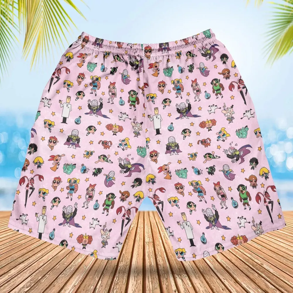 Power Puff Girls Characters Pattern Hawaiian Short - 2