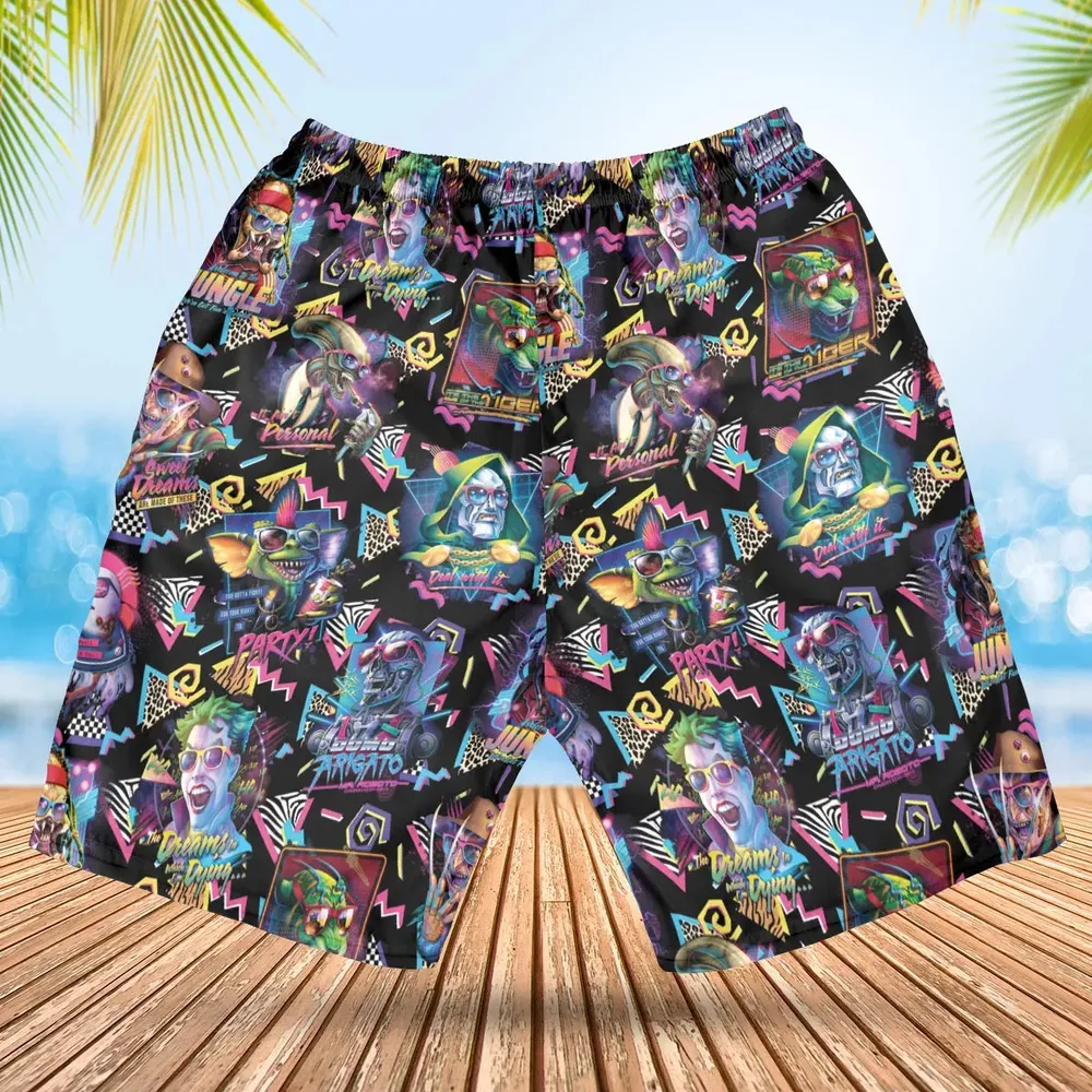Retro Horror Characters Halloween Hawaiian Short - 2