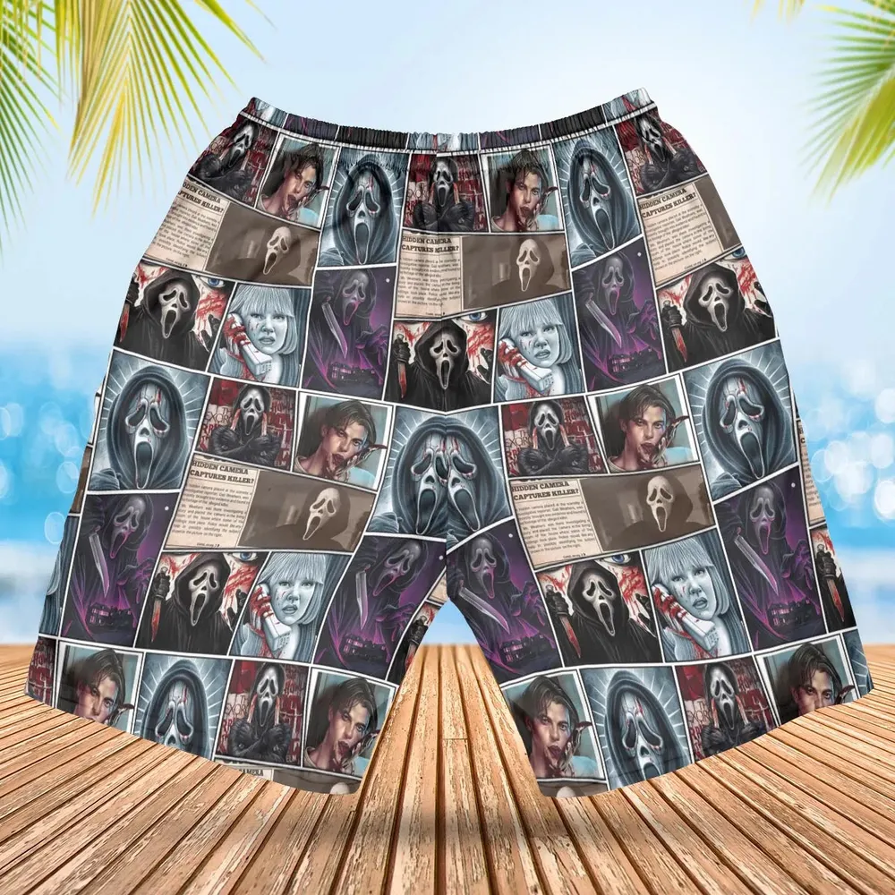 Scream Ghostface Horror Movie Halloween Hawaiian Short - 2