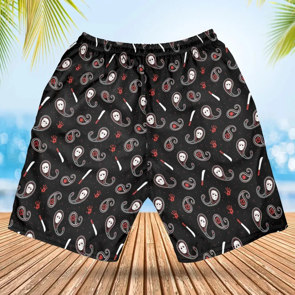 Jason Voorhees Friday The 13th Pattern Hawaiian Short - 2