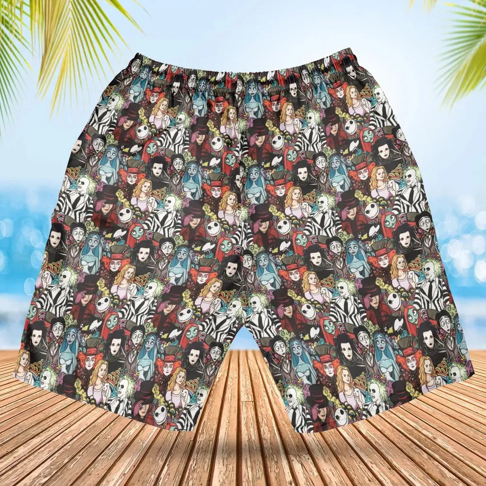 Tim Burton Characters Halloween Hawaiian Short - 2