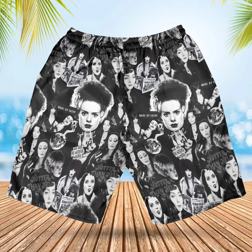 Horror Ladies Slay Collage Classic Horror Movies Hawaiian Short - 2