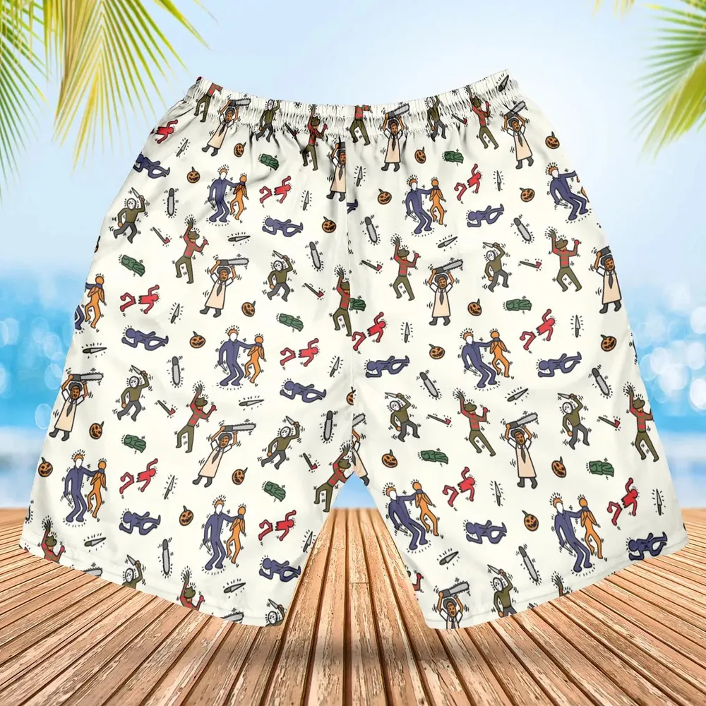Horror Movie Pop Characters Pattern Hawaiian Short - 2