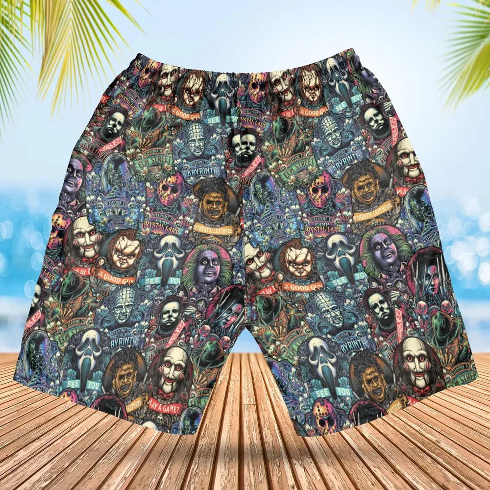 Horror Movie Characters Pattern Hawaiian Short - 2