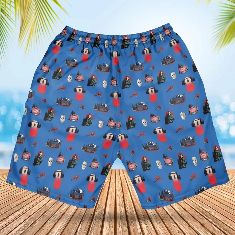Jason Vorhees Camp Crystal Lake Halloween Hawaiian Short - 2