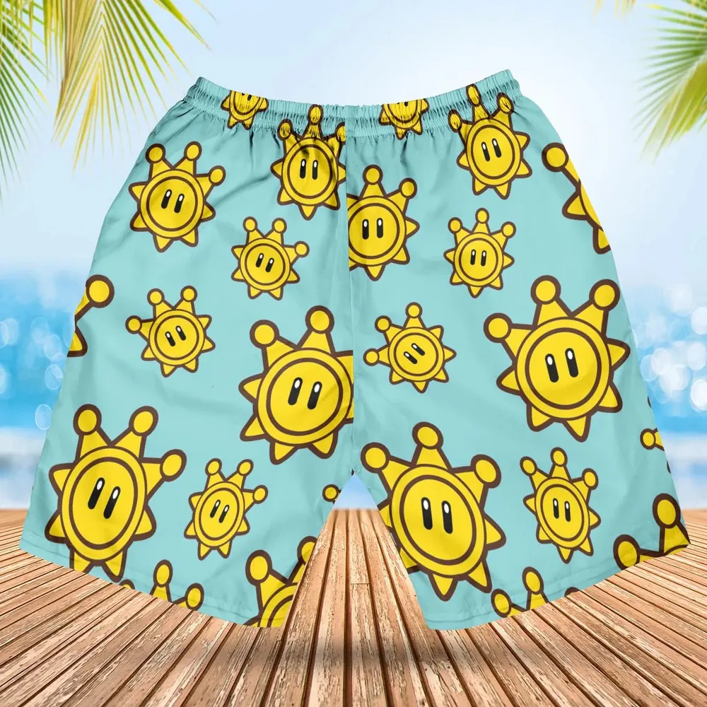 Shine Sprite Super Mario Button Up Hawaiian Short - 2