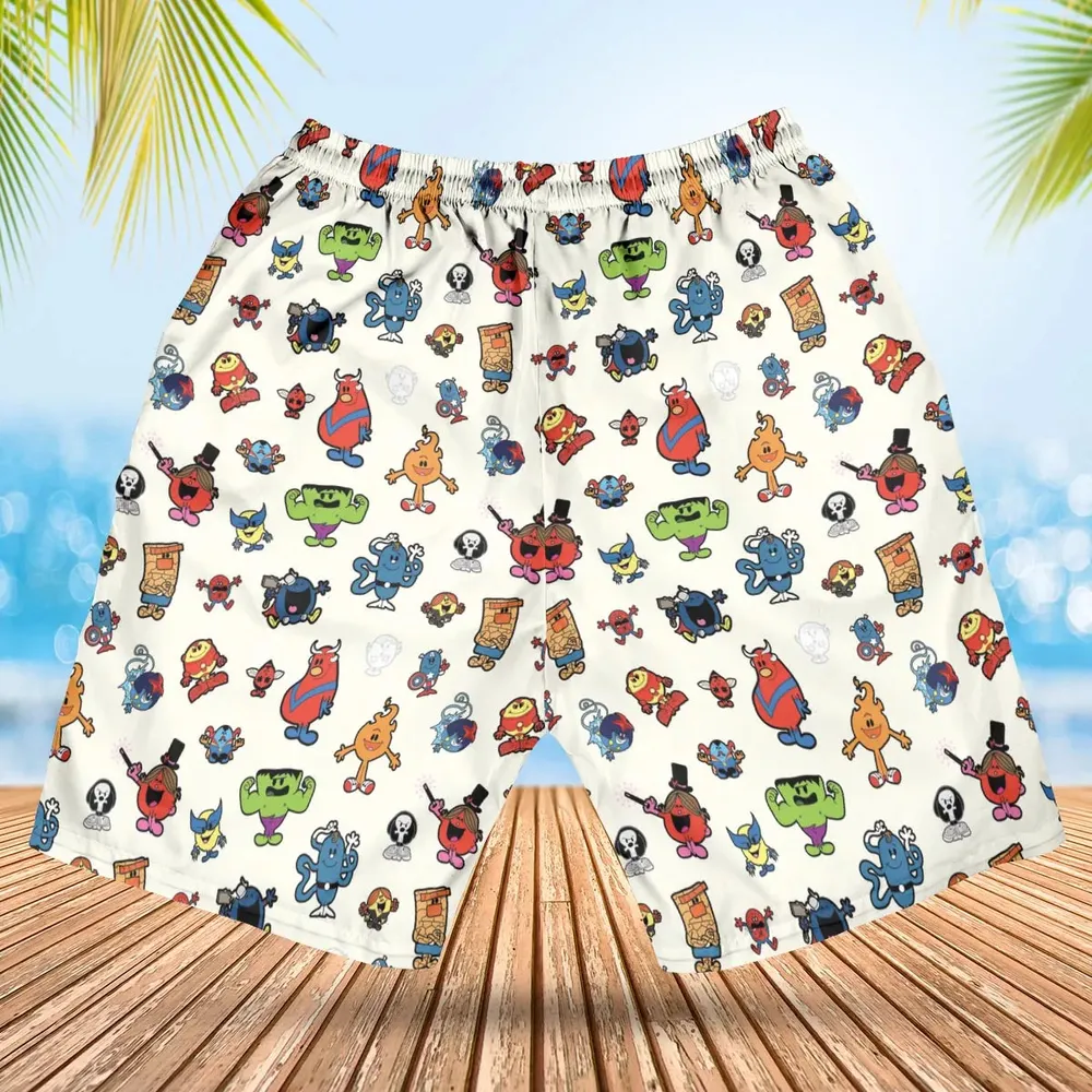 Marvel Characters And Mr Men Pattern Hawaiian Short - 2
