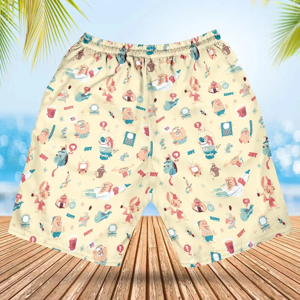 Ren and Stimpy Pattern Hawaiian Short - 2