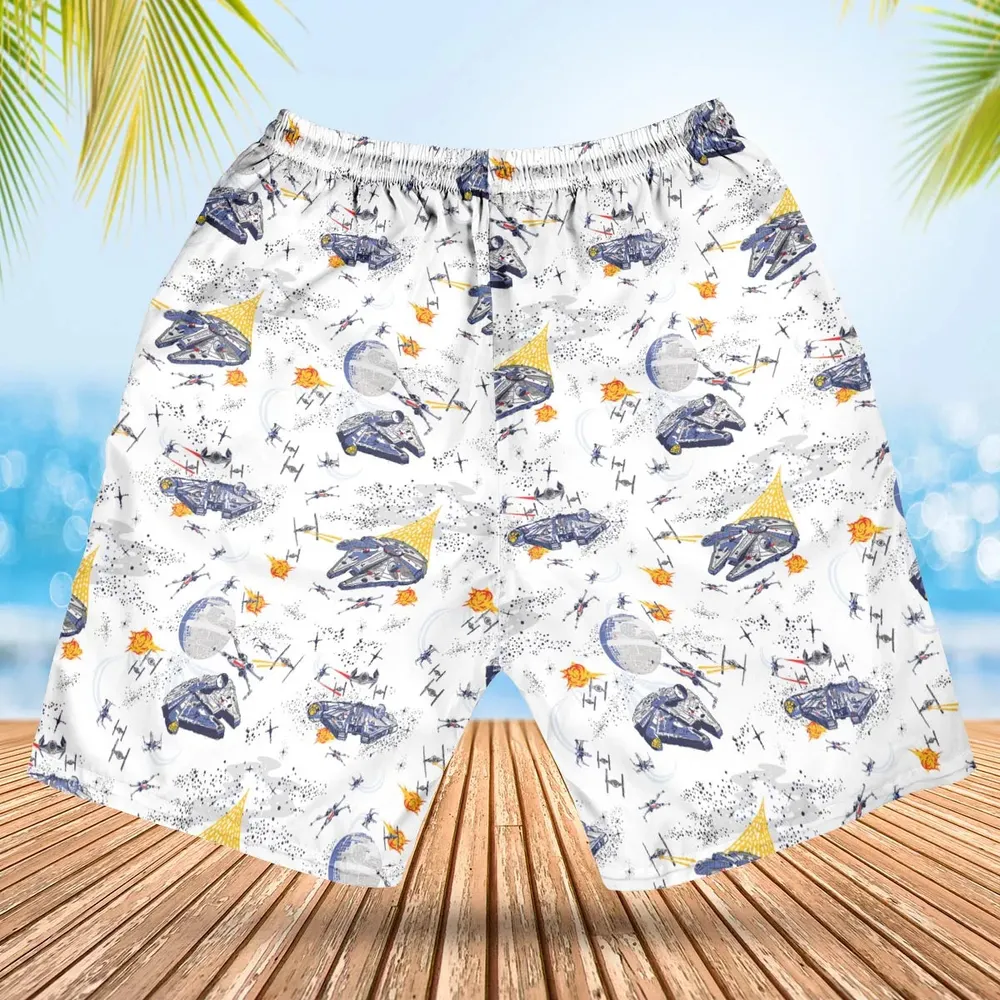 Millennium Falcon Patterns Star Wars Hawaiian Short - 2