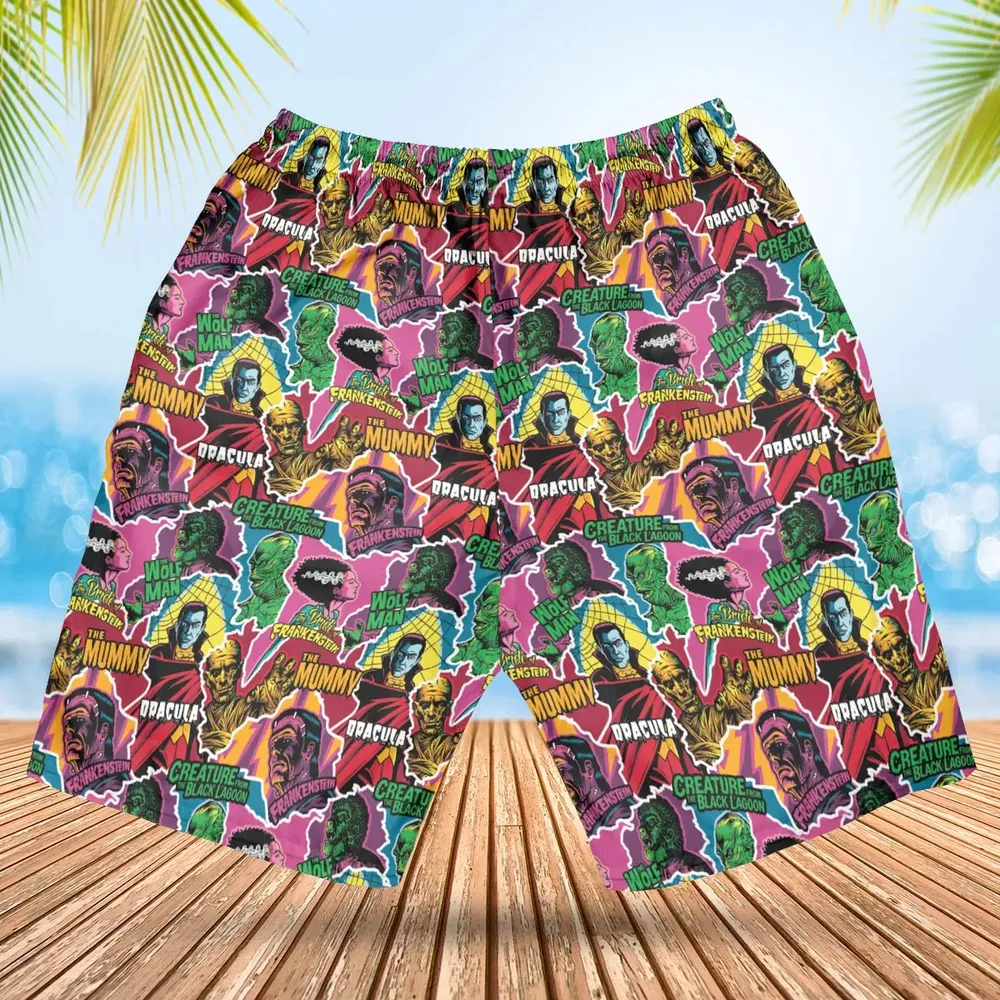 Monsters Pop Collage Universal Monsters Hawaiian Short - 2