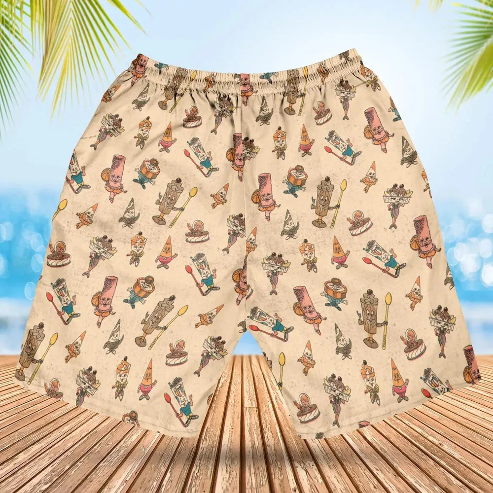 Retro Dessert Mascots Carvel comic book Ice Cream Hawaiian Short - 2