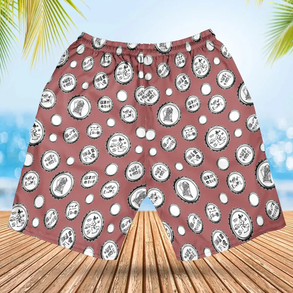 Recall Memories Beer Cap Puzzles Hawaiian Short - 2