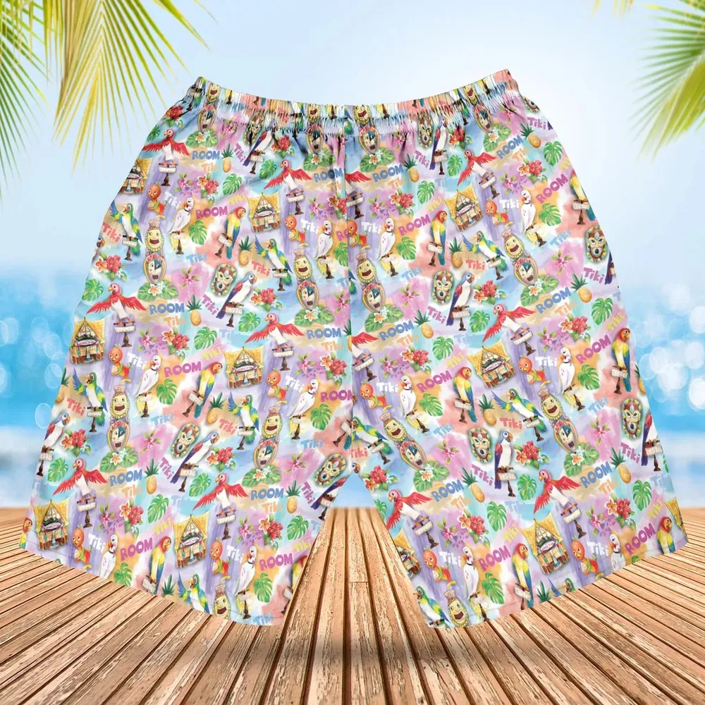 Tiki Room With Orange Bird Hawaiian Short - 2