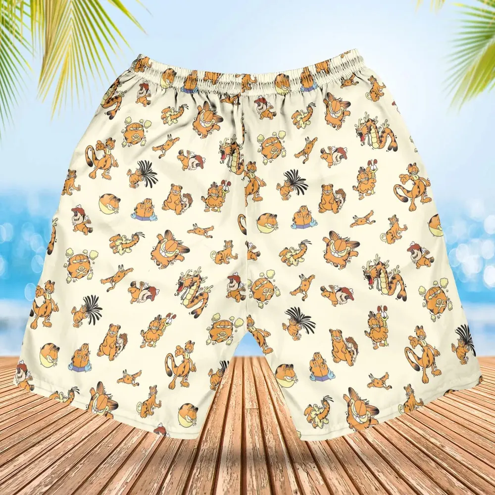 Lazy Legend Garfield Pokemon Mashup Hawaiian Short - 2