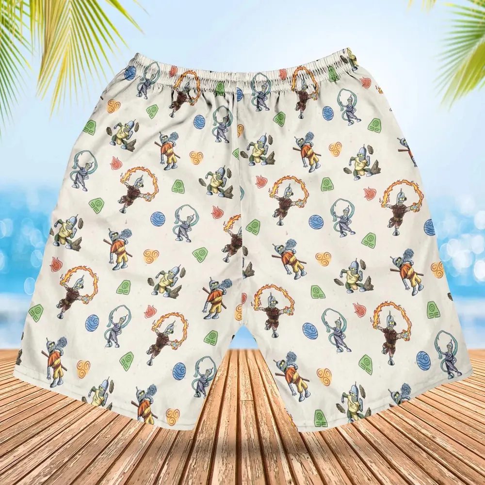 Water Earth Fire Air Bender Futurama Hawaiian Short - 2