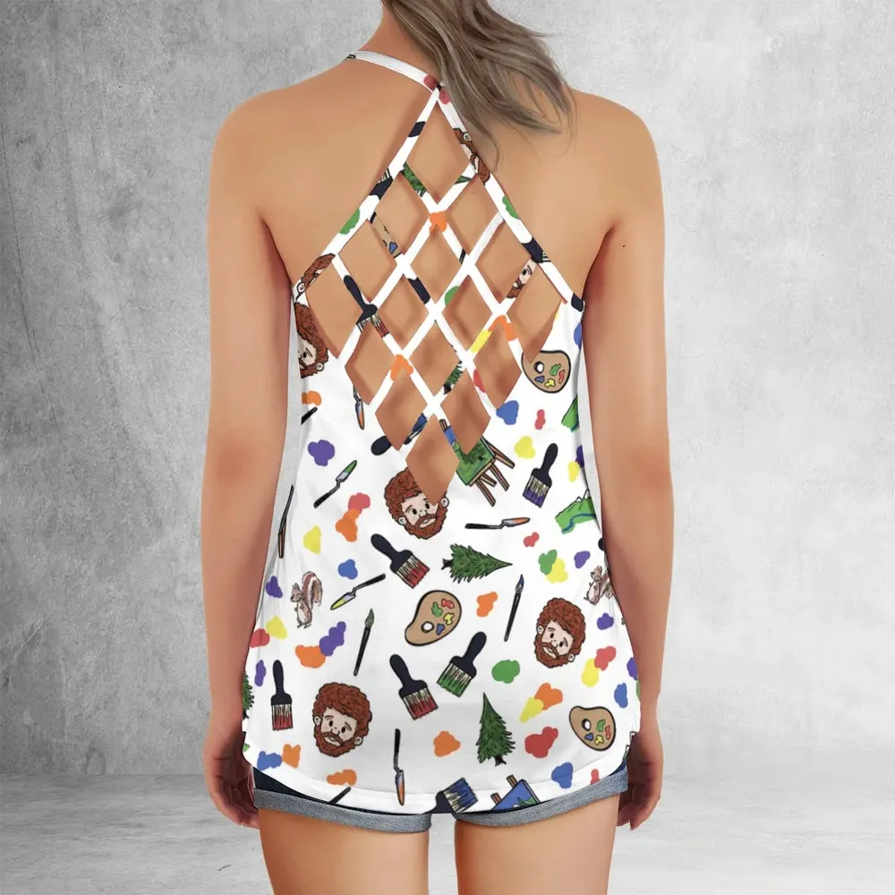 Joy Of Painting Bob Ross Criss Cross Tank Top - 3