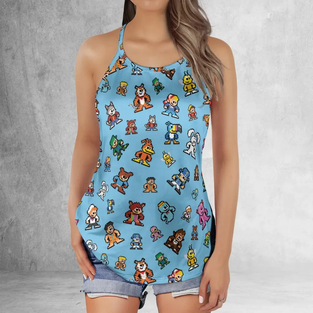 8-bit Breakfast Cereal Icons Criss Cross Tank Top - 2