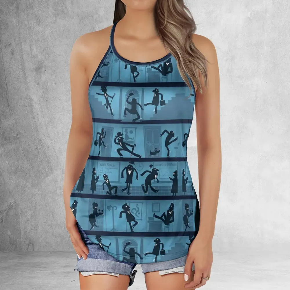 Walking In The Darkness Silly Walks Criss Cross Tank Top - 2