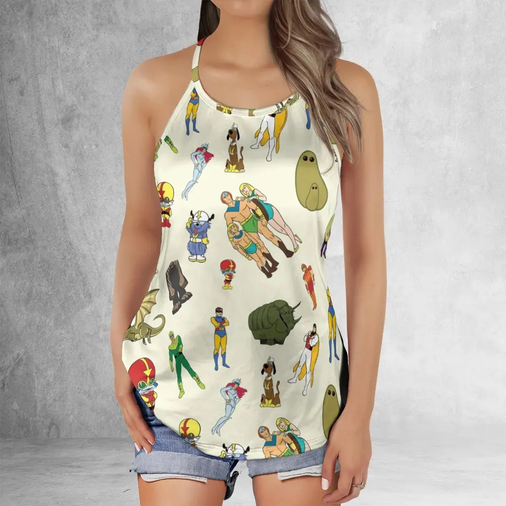 Herculoids and The Rest Of Hanna Barbera Space Stars Criss Cross Tank Top - 2