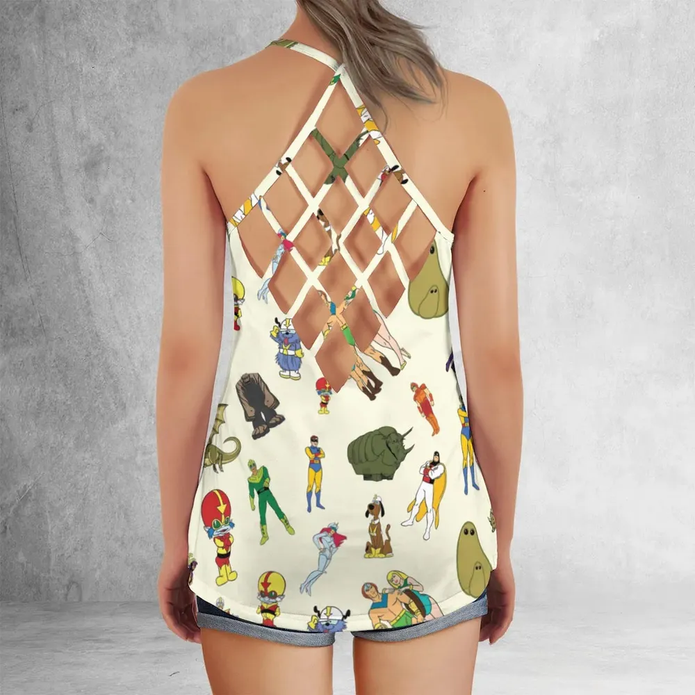 Herculoids and The Rest Of Hanna Barbera Space Stars Criss Cross Tank Top - 3