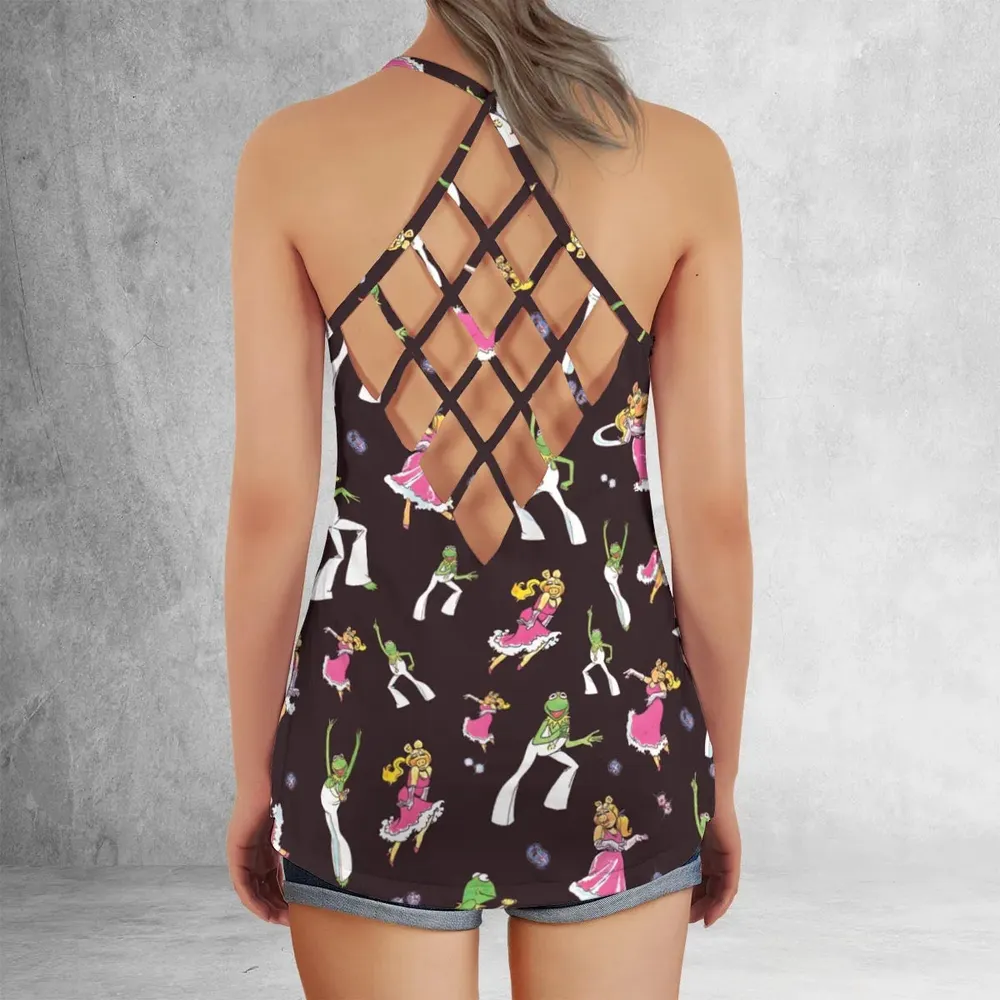 Disco Couple Kermit And Piggy The Muppet Show Criss Cross Tank Top - 3