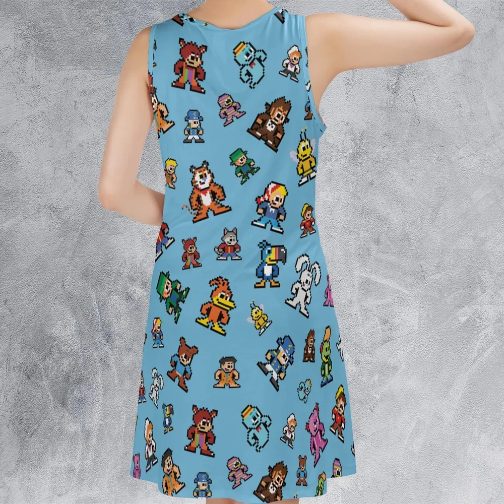 8-bit Breakfast Cereal Icons Sleeveless Dress - 3