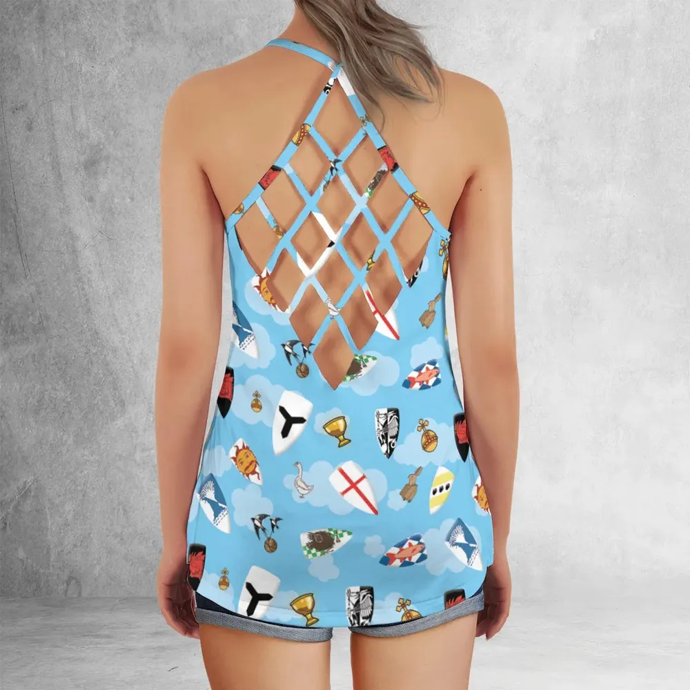 Coat Of Arms Monty Python and the Holy Grail Criss Cross Tank Top - 3