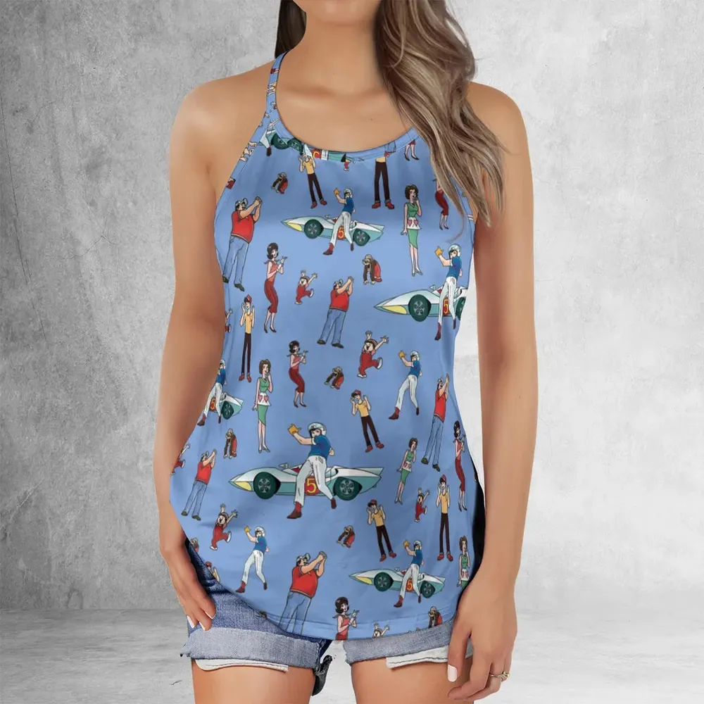 Speed Racer Characters Pattern Criss Cross Tank Top - 2