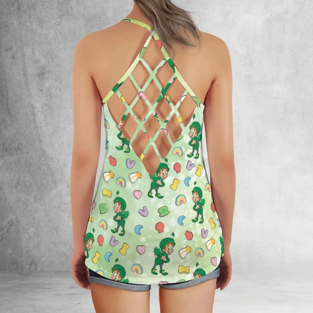 Lucky the Leprechaun Cereal Criss Cross Tank Top - 3