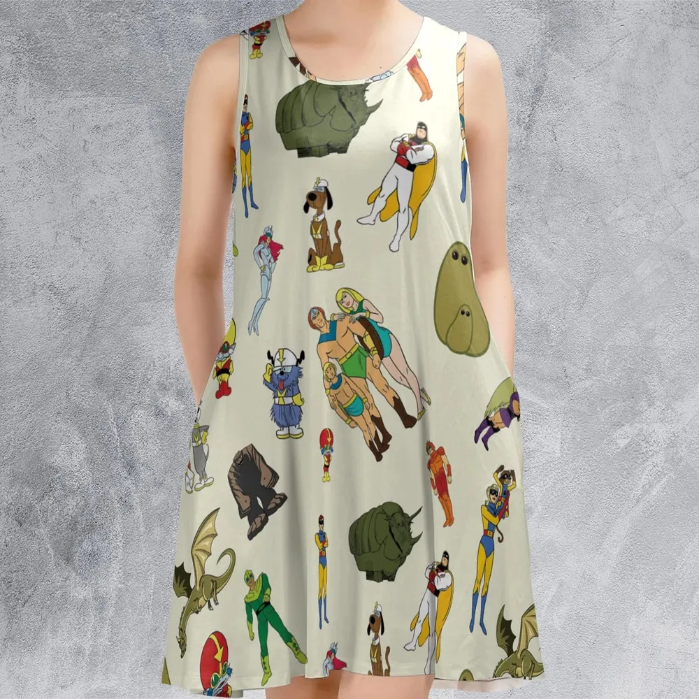 Herculoids and The Rest Of Hanna Barbera Space Stars Sleeveless Dress - 2