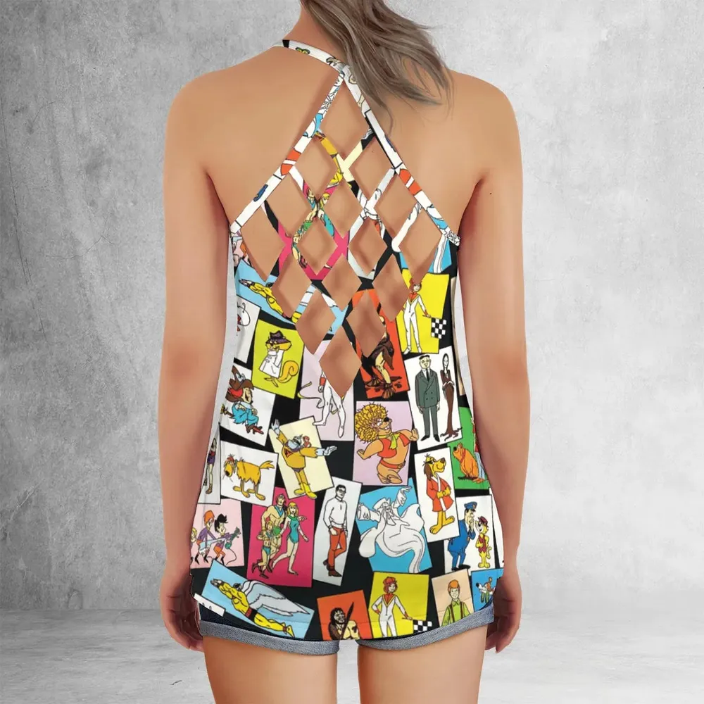 Back To The Day Old Cartoon Shows Criss Cross Tank Top - 3