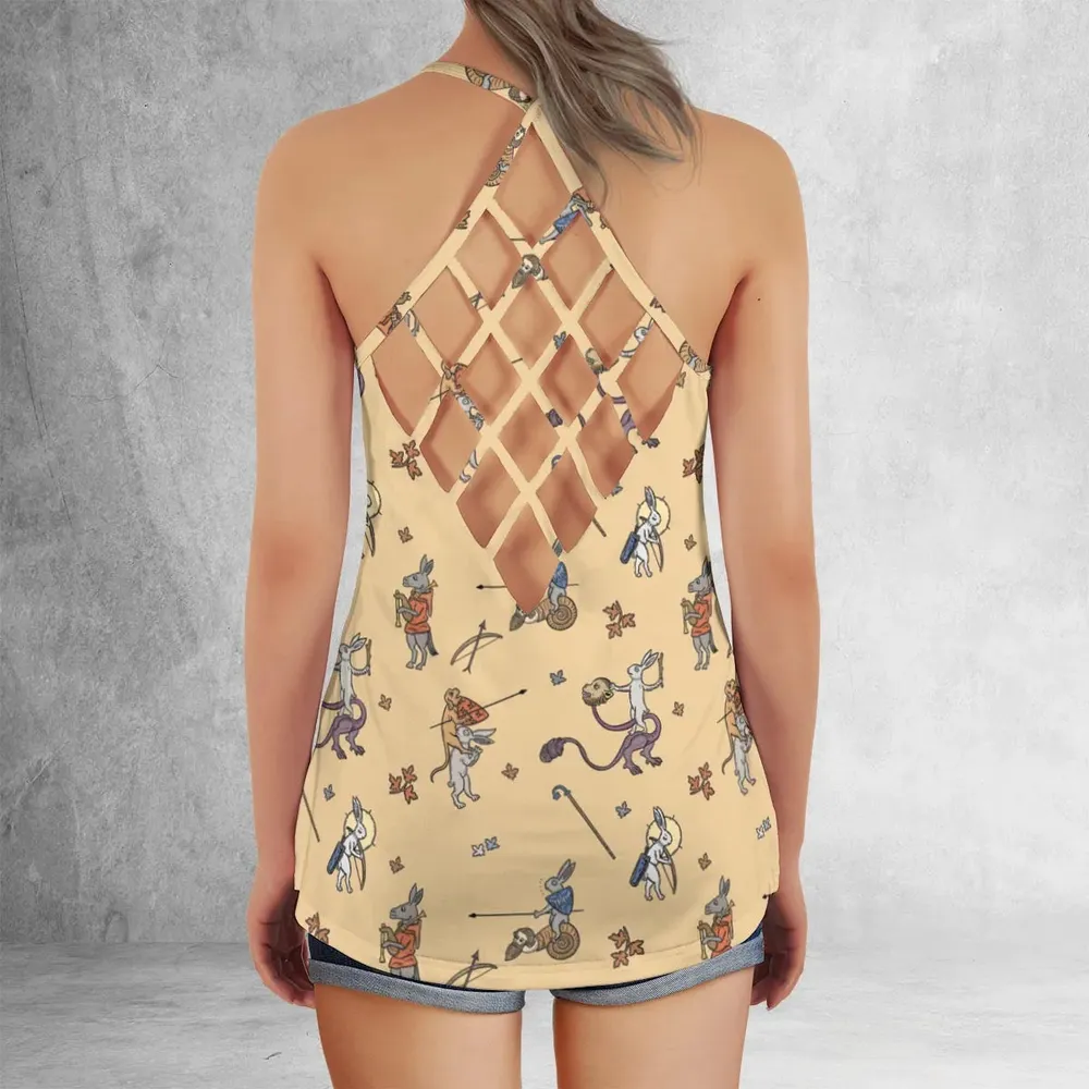 The Medieval Marginalia Killer Rabbit Monty Python Criss Cross Tank Top - 3